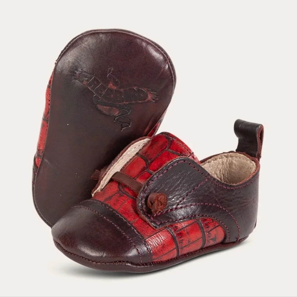 Freebird Baby Mabel Wine Multi Handmade Leather Crocodile #89